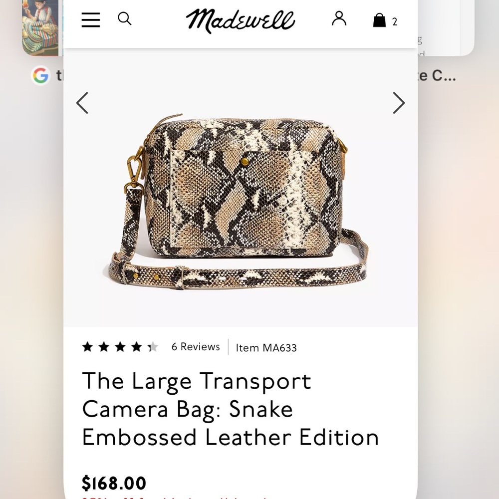 Madewell Large Transport Camera Bag: Snake Edition